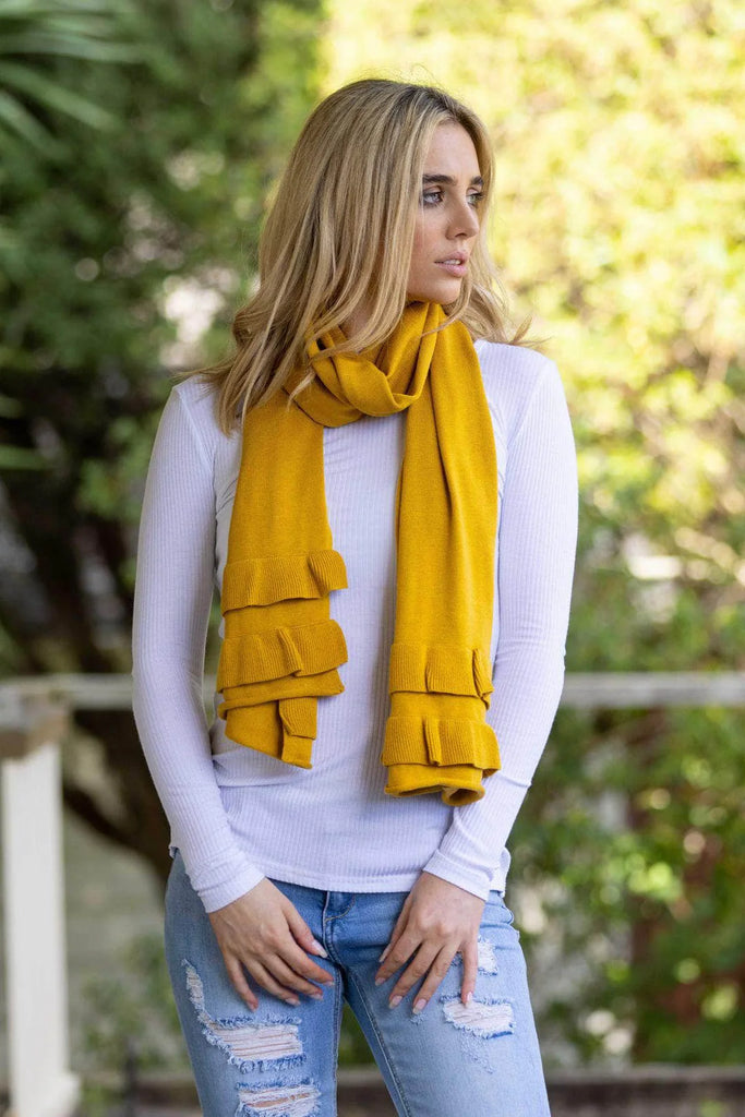 Augustine - RUFFLE SCARF - MUSTARD
