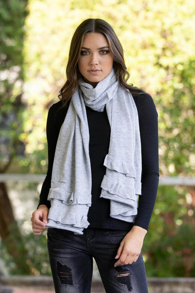 Augustine - RUFFLE SCARF - GREY