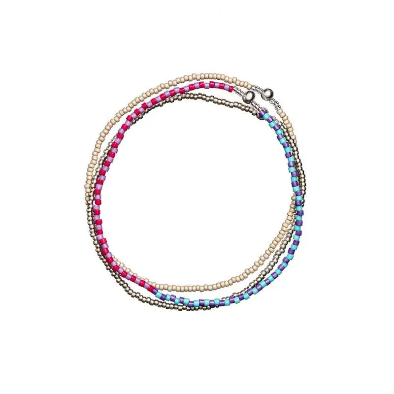 Templestones Mauve + Red Stacked Beaded Bracelets 101