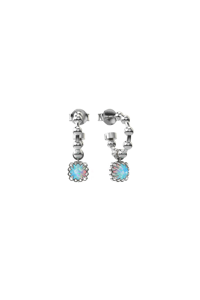 STOLEN - BABY CLAW BALL CHAIN SLEEPER EARRINGS - OPAL
