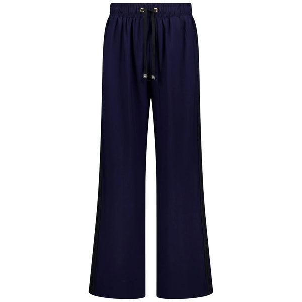 MOKE - INDIANA WIDE LEG PANTS - NAVY w BLACK STRIPE