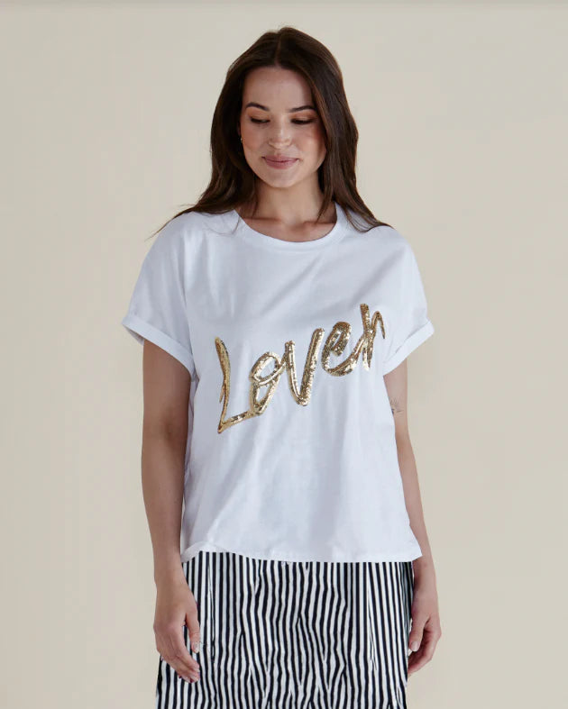 BETTY BASIC - LOVER TEE - WHITE/GOLD