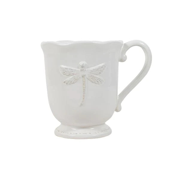 French Country Dragonfly Stoneware - White Mug