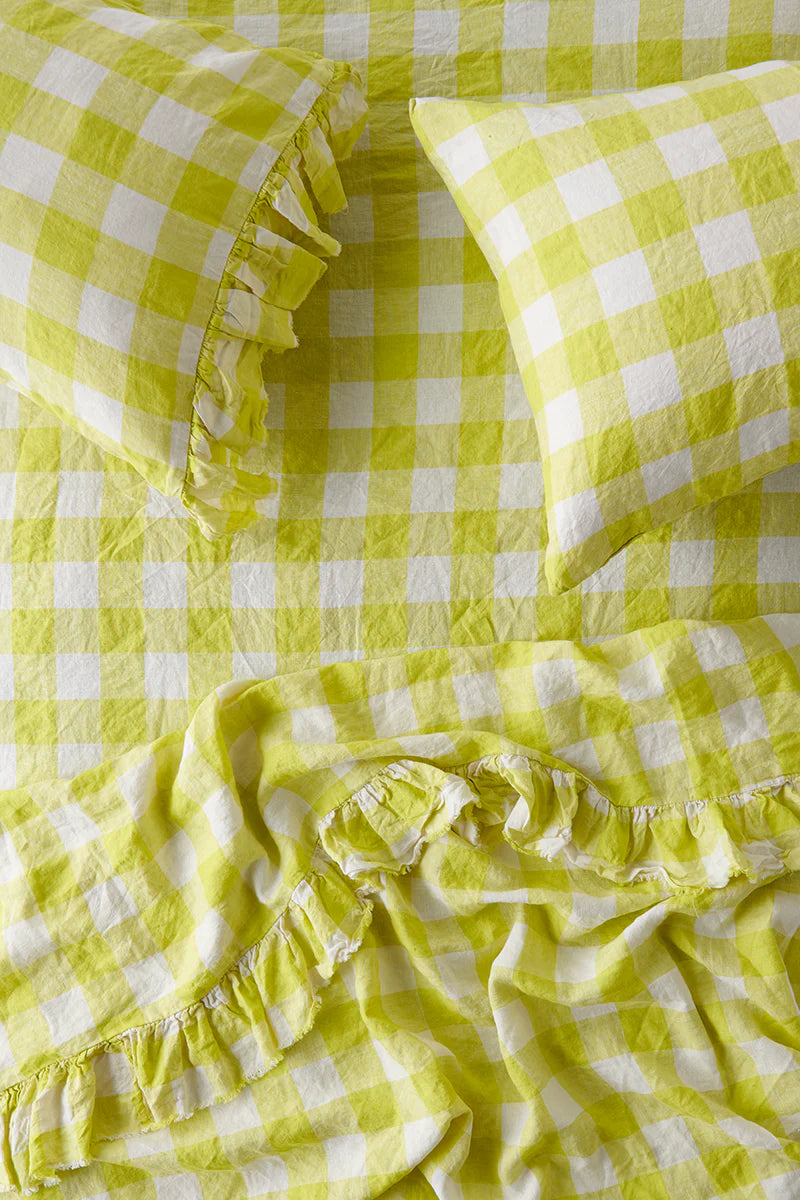Society of Wanderers Limoncello Gingham Fitted Sheet