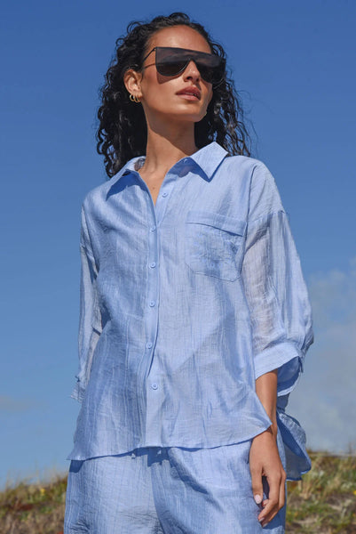 COOPER - UNBUTTONRD + UNBORTHERED SHIRT - CORNFLOWER BLUE