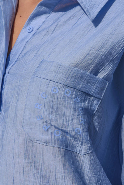 COOPER - UNBUTTONRD + UNBORTHERED SHIRT - CORNFLOWER BLUE