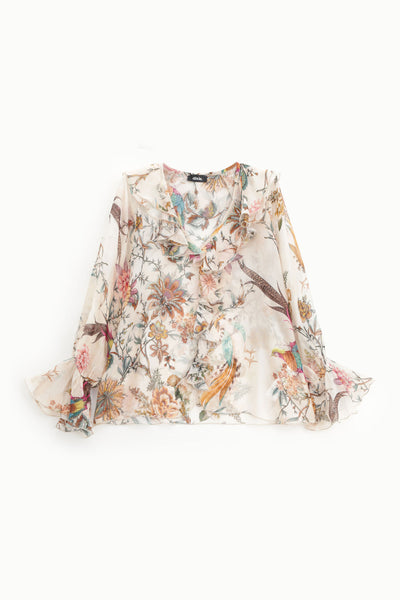 DIXIE - STUNNING SILK/VISCOSE BLOUSE - SALVIA