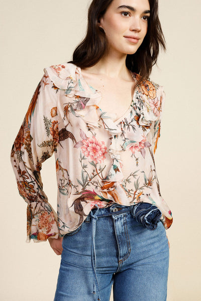 DIXIE - STUNNING SILK/VISCOSE BLOUSE - SALVIA