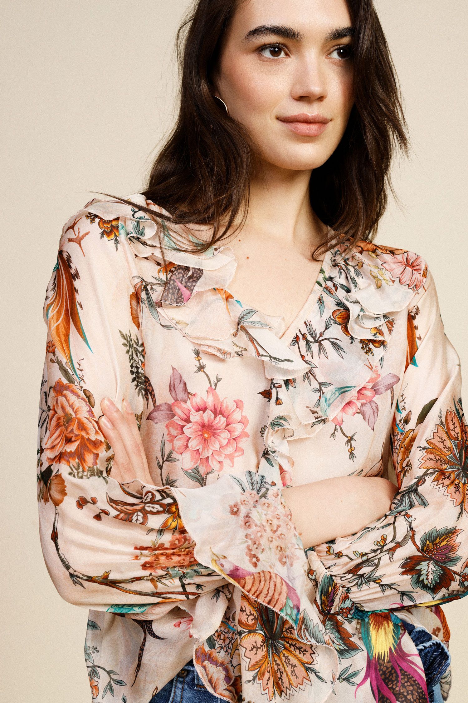 DIXIE - STUNNING SILK/VISCOSE BLOUSE - SALVIA