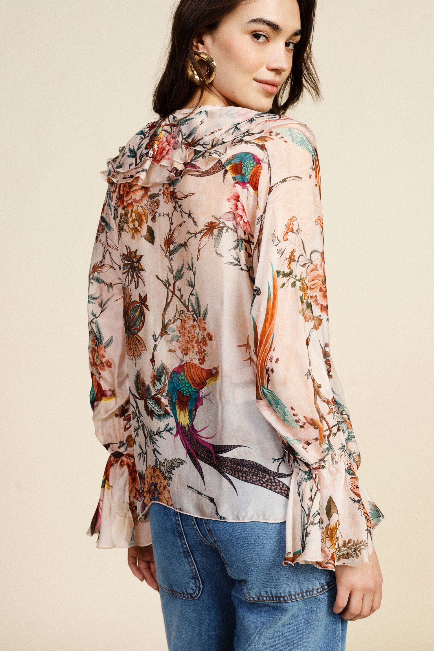 DIXIE - STUNNING SILK/VISCOSE BLOUSE - SALVIA