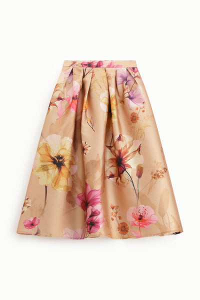 DIXIE - ELEGANT CAMEL FLORAL JACKET -  CAMEL