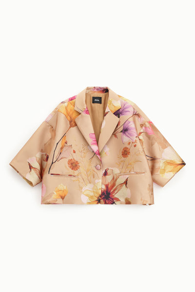 DIXIE - ELEGANT CAMEL FLORAL JACKET -  CAMEL
