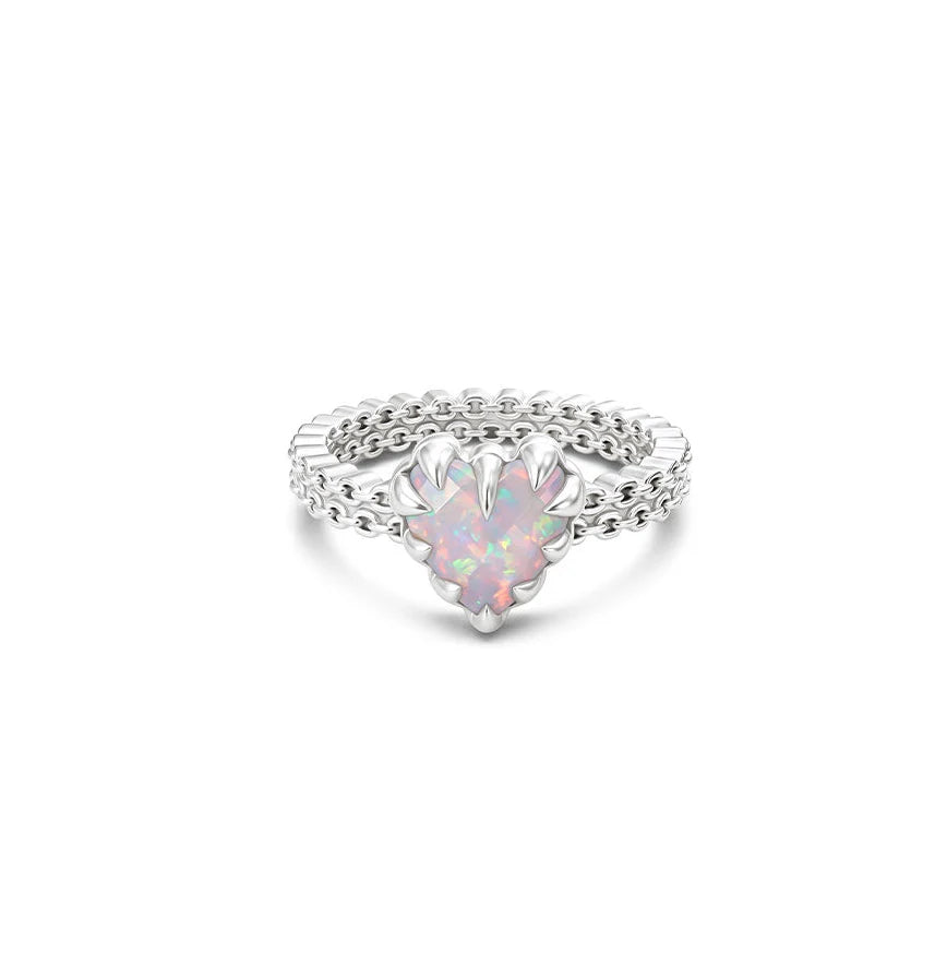 STOLEN - MINI LOVE CLAW RING  - PINK BELLO OPAL