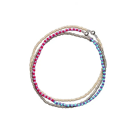 Templestones Mauve + Red Stacked Beaded Bracelets 101
