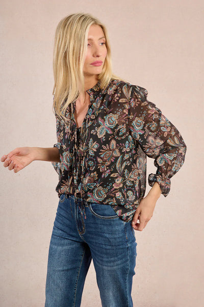 MOLLY BRAKEN - WOVEN BLOUSE - BLACK AMALIA