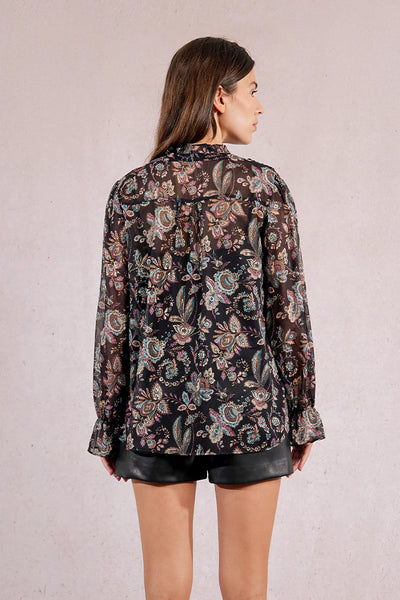 MOLLY BRAKEN - WOVEN BLOUSE - BLACK AMALIA