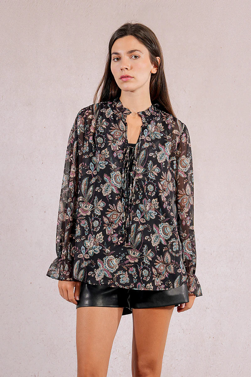 MOLLY BRAKEN - WOVEN BLOUSE - BLACK AMALIA