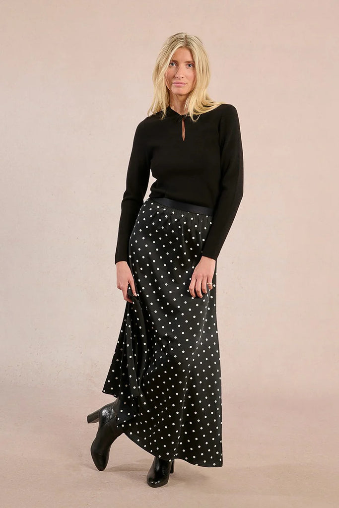 MOLLY BRAKEN - WOVEN SKIRT - BLACK/WHITE SPOT