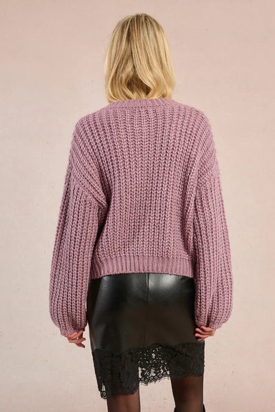 MOLLY BRAKEN - KNITTED CARDIGAN - MAUVE