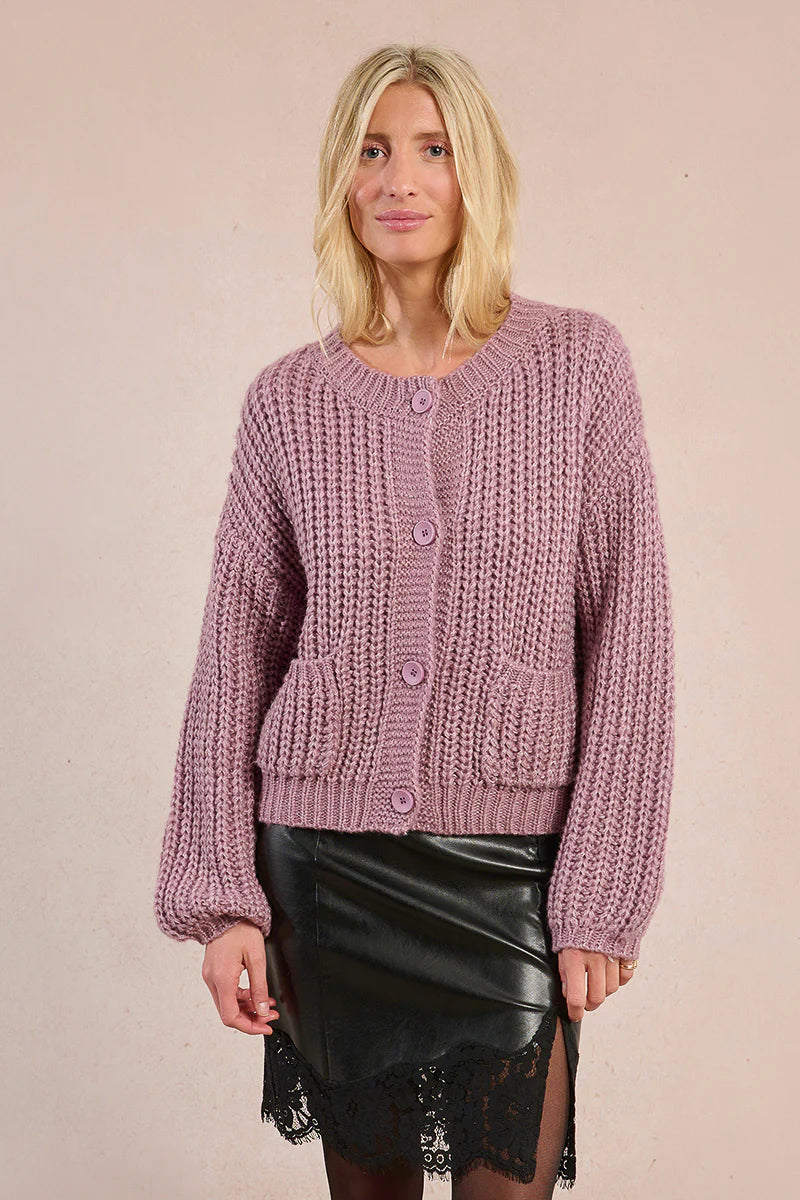 MOLLY BRAKEN - KNITTED CARDIGAN - MAUVE