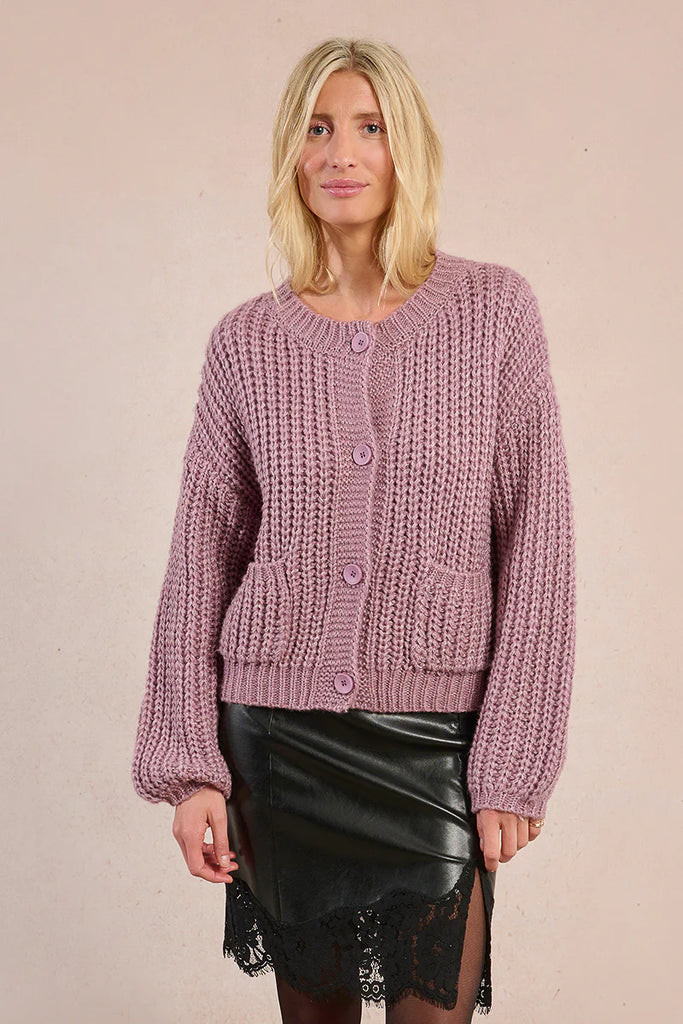 MOLLY BRAKEN - KNITTED CARDIGAN - MAUVE