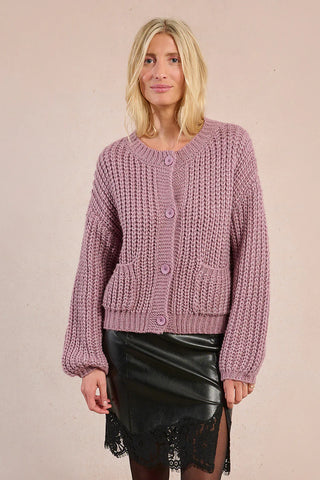 MOLLY BRAKEN - KNITTED CARDIGAN - MAUVE