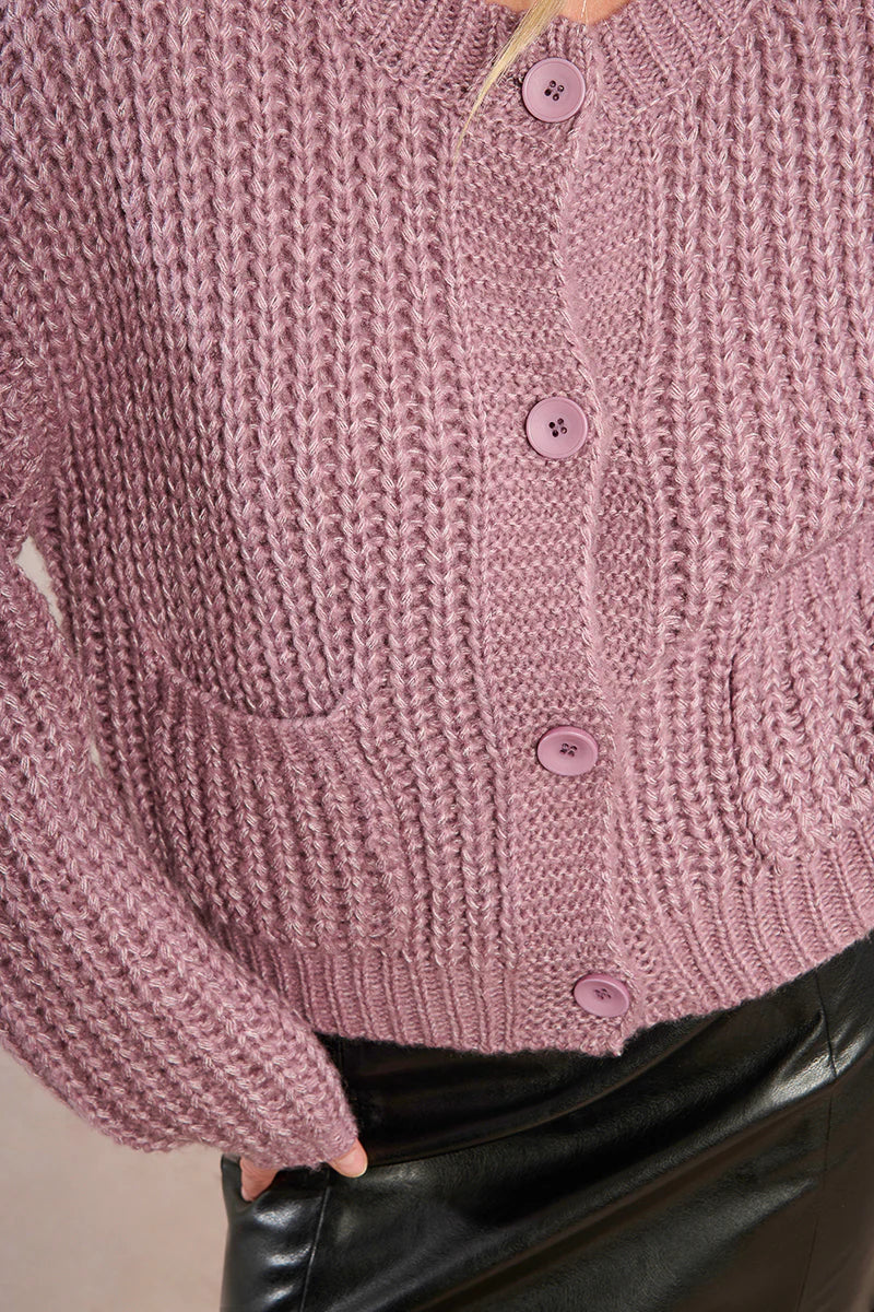 MOLLY BRAKEN - KNITTED CARDIGAN - MAUVE