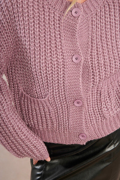 MOLLY BRAKEN - KNITTED CARDIGAN - MAUVE