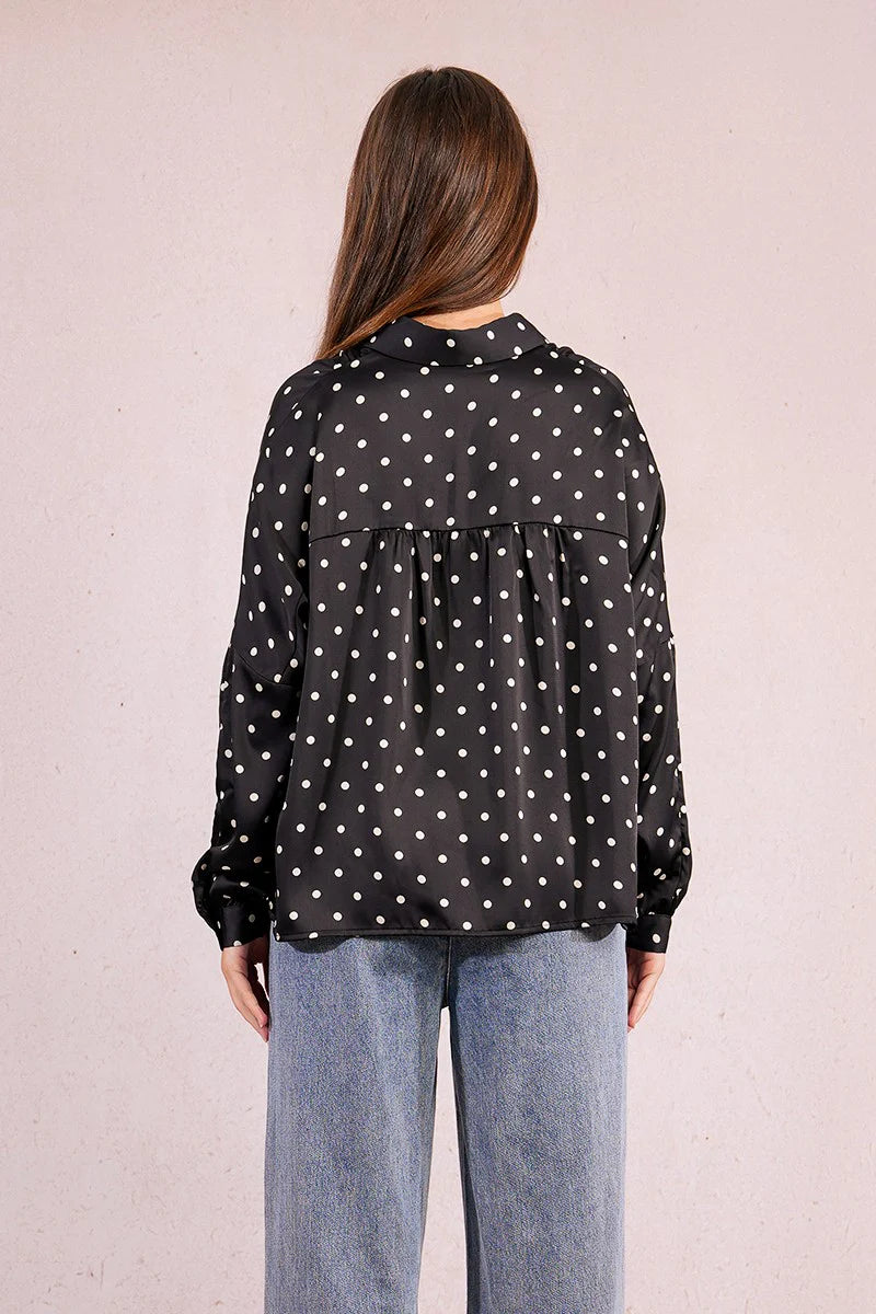 MOLLY BRAKEN - WOVEN SHIRT - BLACK/WHITE SPOT