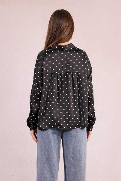 MOLLY BRAKEN - WOVEN SHIRT - BLACK/WHITE SPOT