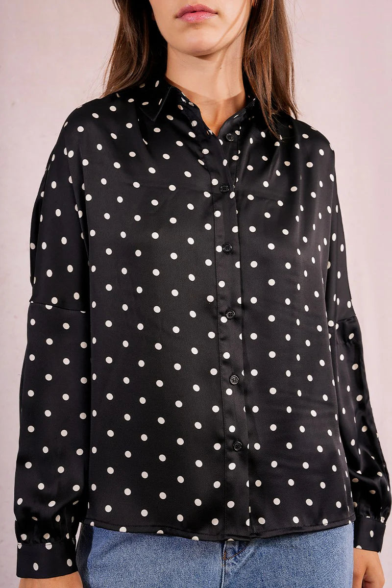 MOLLY BRAKEN - WOVEN SHIRT - BLACK/WHITE SPOT