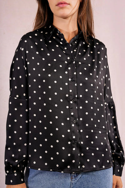 MOLLY BRAKEN - WOVEN SHIRT - BLACK/WHITE SPOT