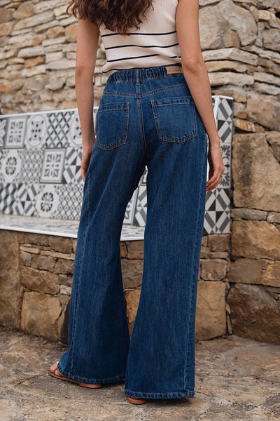 MOLLY BRAKEN - LADIES WOVEN PANTS - DENIM BLUE