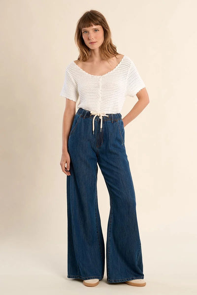 MOLLY BRAKEN - LADIES WOVEN PANTS - DENIM BLUE