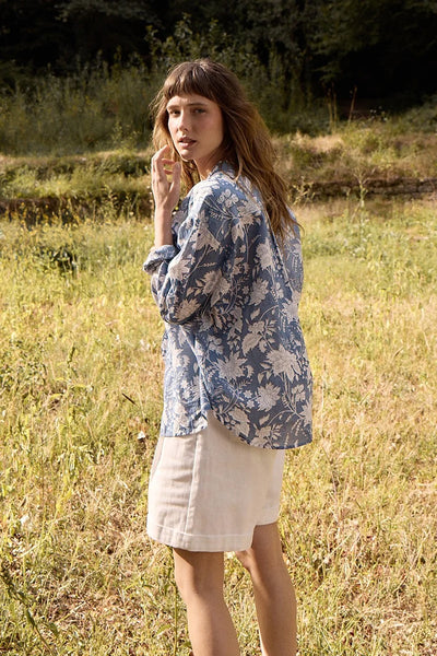 MOLLY BRAKEN - LADIES WOVEN SHIRT - BLUE DIVIYA