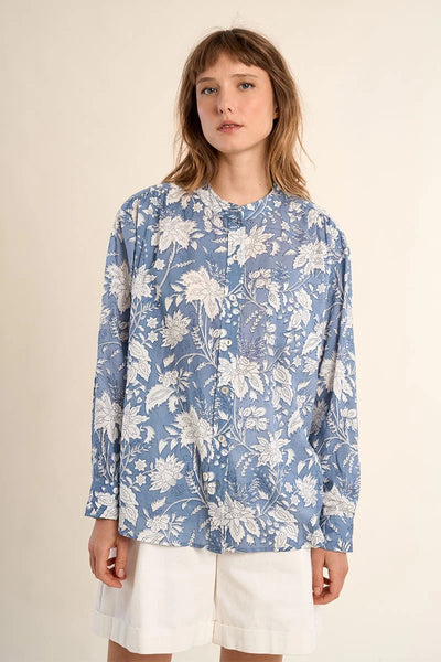MOLLY BRAKEN - LADIES WOVEN SHIRT - BLUE DIVIYA