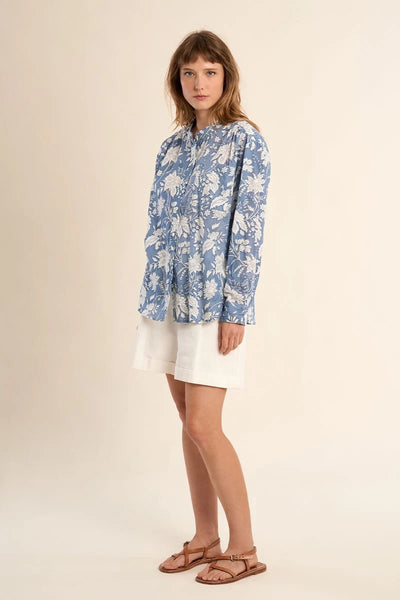 MOLLY BRAKEN - LADIES WOVEN SHIRT - BLUE DIVIYA
