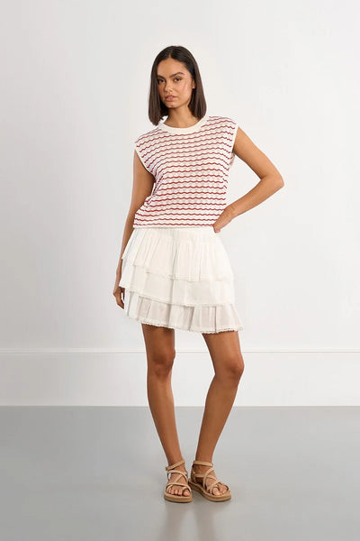 LILI SIDONIO - SLEEVELESS KNIT TOP - RED/WHITE