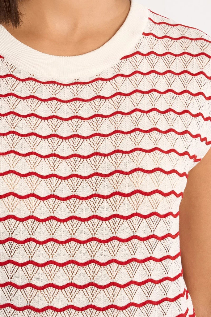 LILI SIDONIO - SLEEVELESS KNIT TOP - RED/WHITE