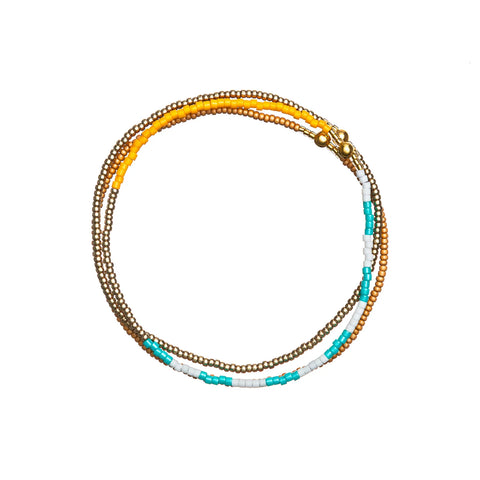 Templestones Smoke, Turquoise, Gold Squash Stacked Beaded Bracelets 168