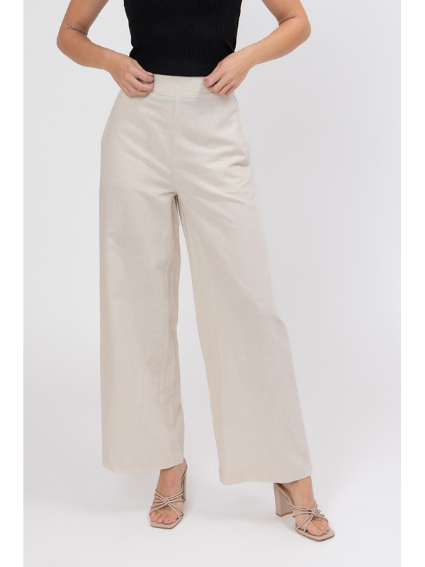BILLIE THE LABEL - ESSENTIAL WIDE LEG SUIT PANT - OATMEAL