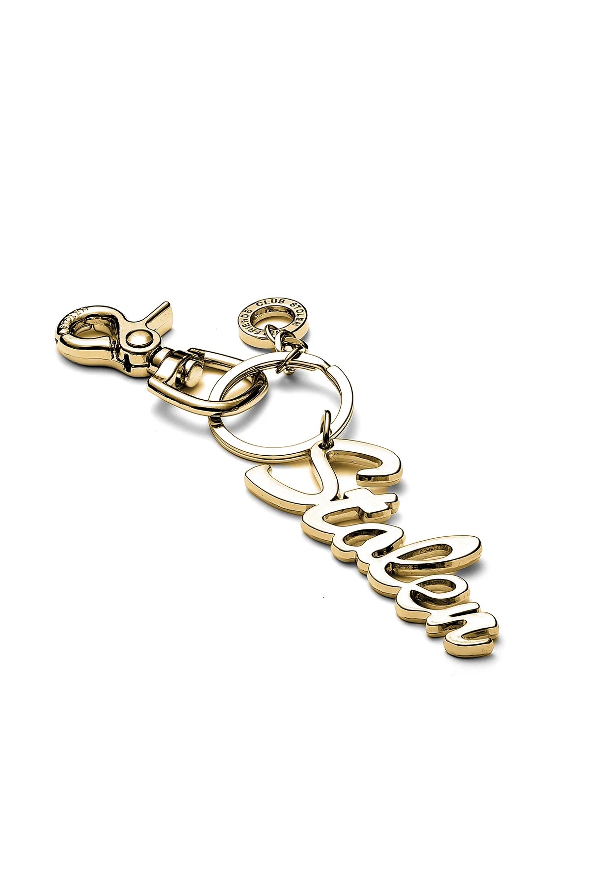 STOLEN  Script Keyring - GOLD ZINC ALLOY