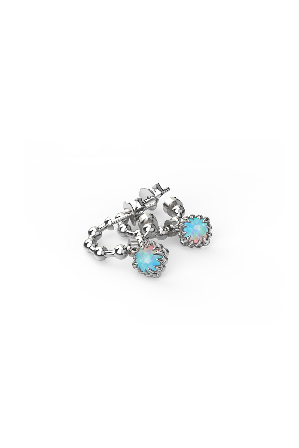 STOLEN - BABY CLAW BALL CHAIN SLEEPER EARRINGS - OPAL
