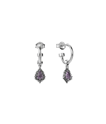 STOLEN - JAGGED TEARDROP ANCHOR SLEEPER - AMETHYST/SILVER