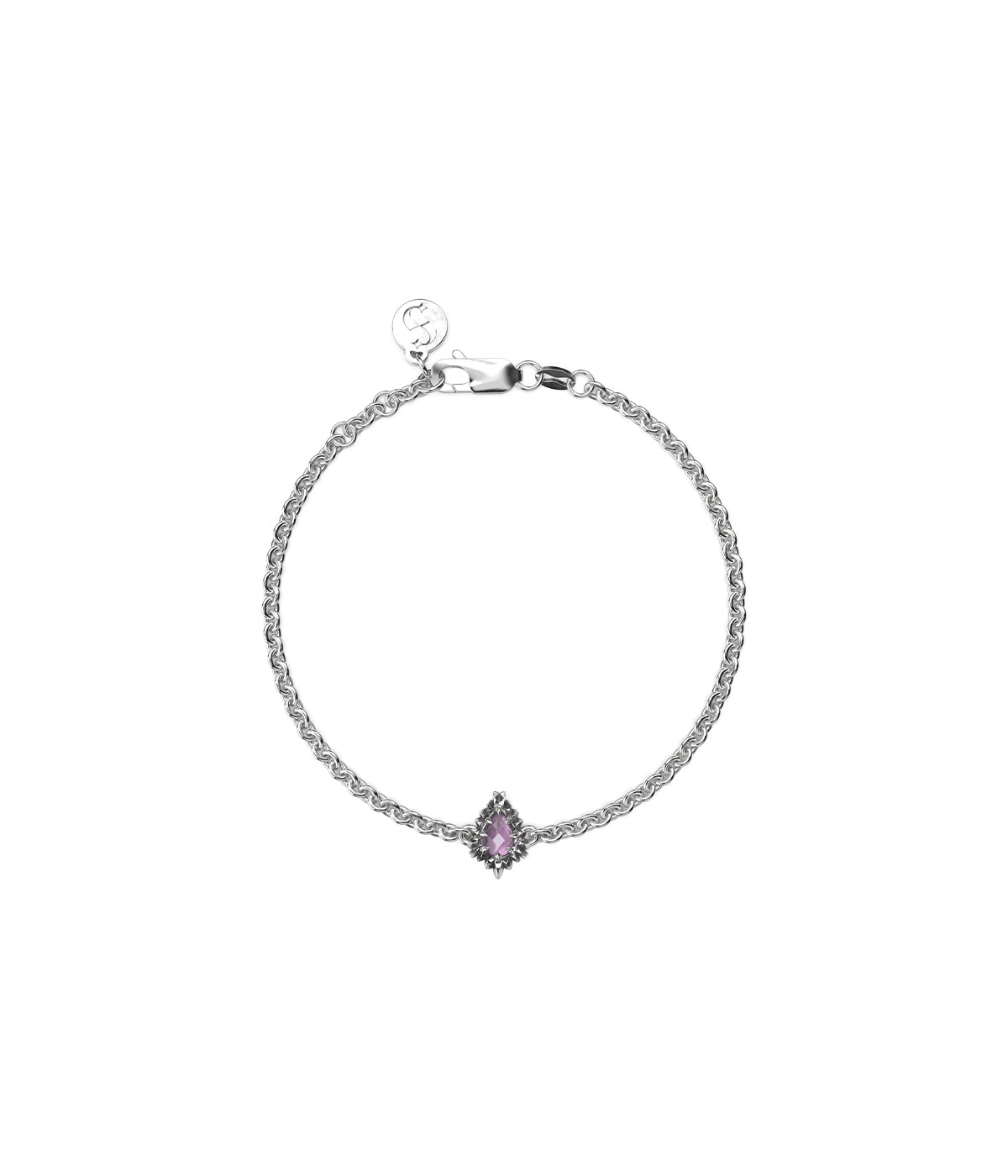 STOLEN - JAGGED TEARDROP BRACELET - AMETHYST/SILVER
