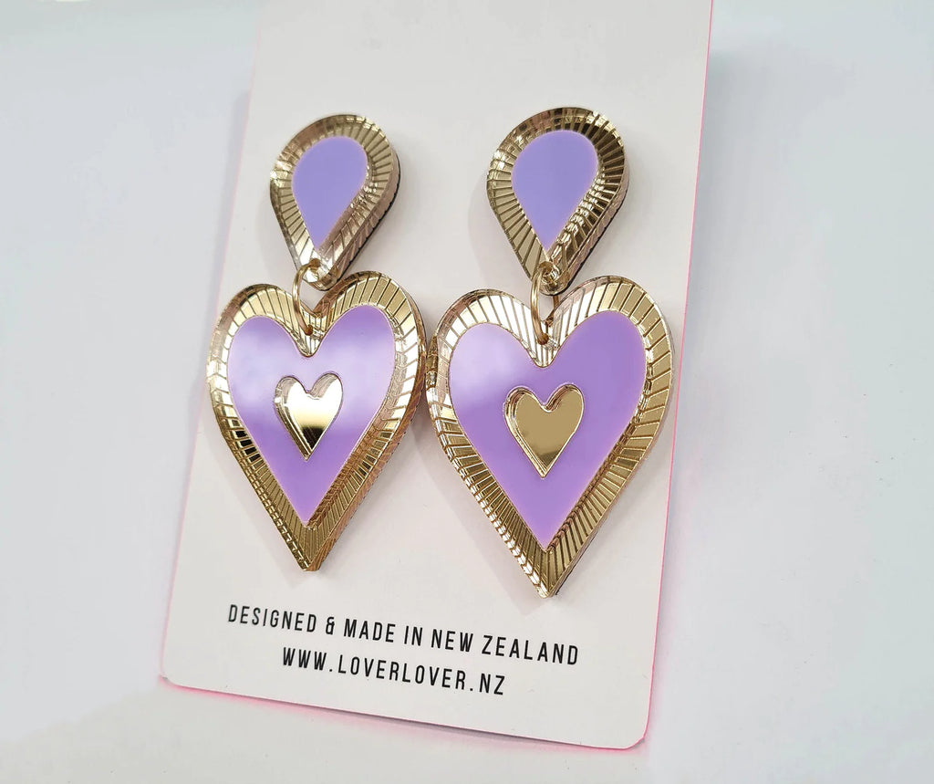 LOVER LOVER FREINA SINGLE DROP EARRING LAVENDER-GOLD