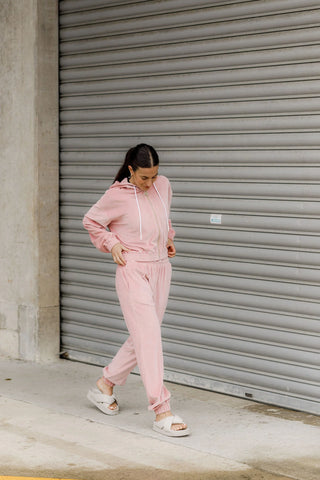 ROSE ROAD - PAYTON PANTS - ROSE VELOUR