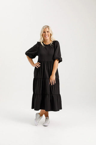 Home-Lee KATE MIDI DRESS - BLACK