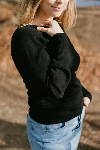 Homelee KNITTED GRACE CREW - BLACK
