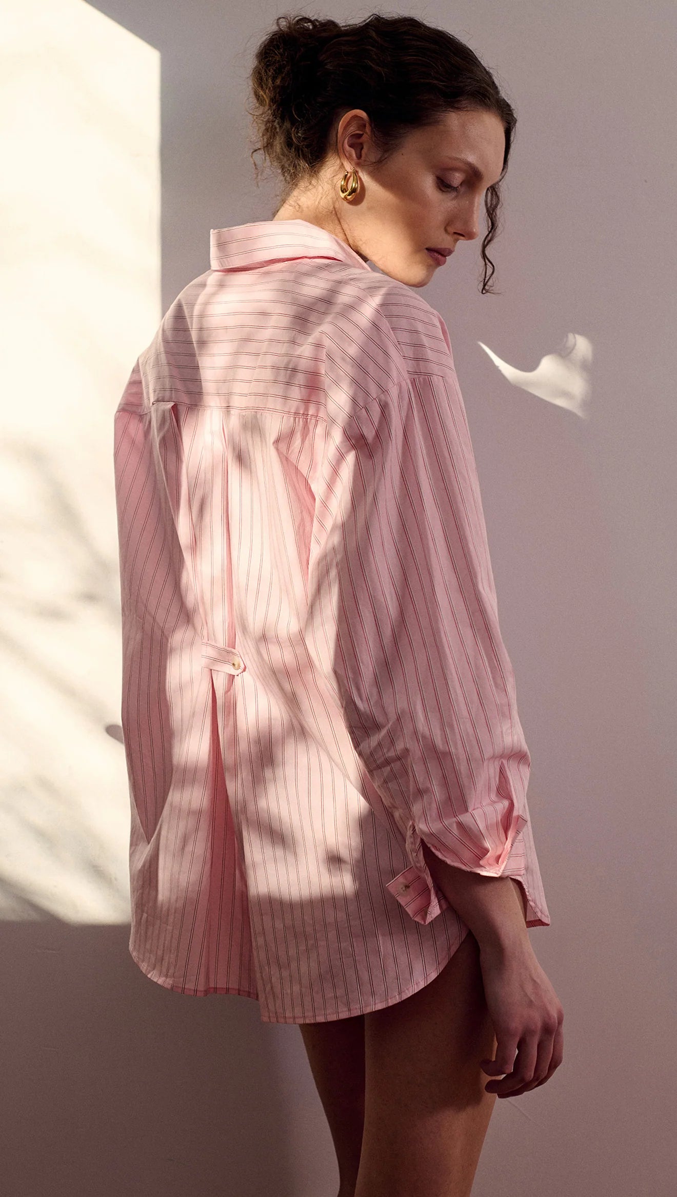 STAPLE THE LABEL - KARI OVERSIZED SHIRT - PINK/WHITE STRIPE